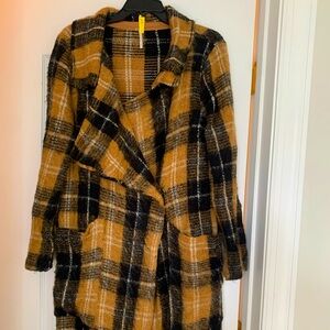 Free People plaid sweater coat